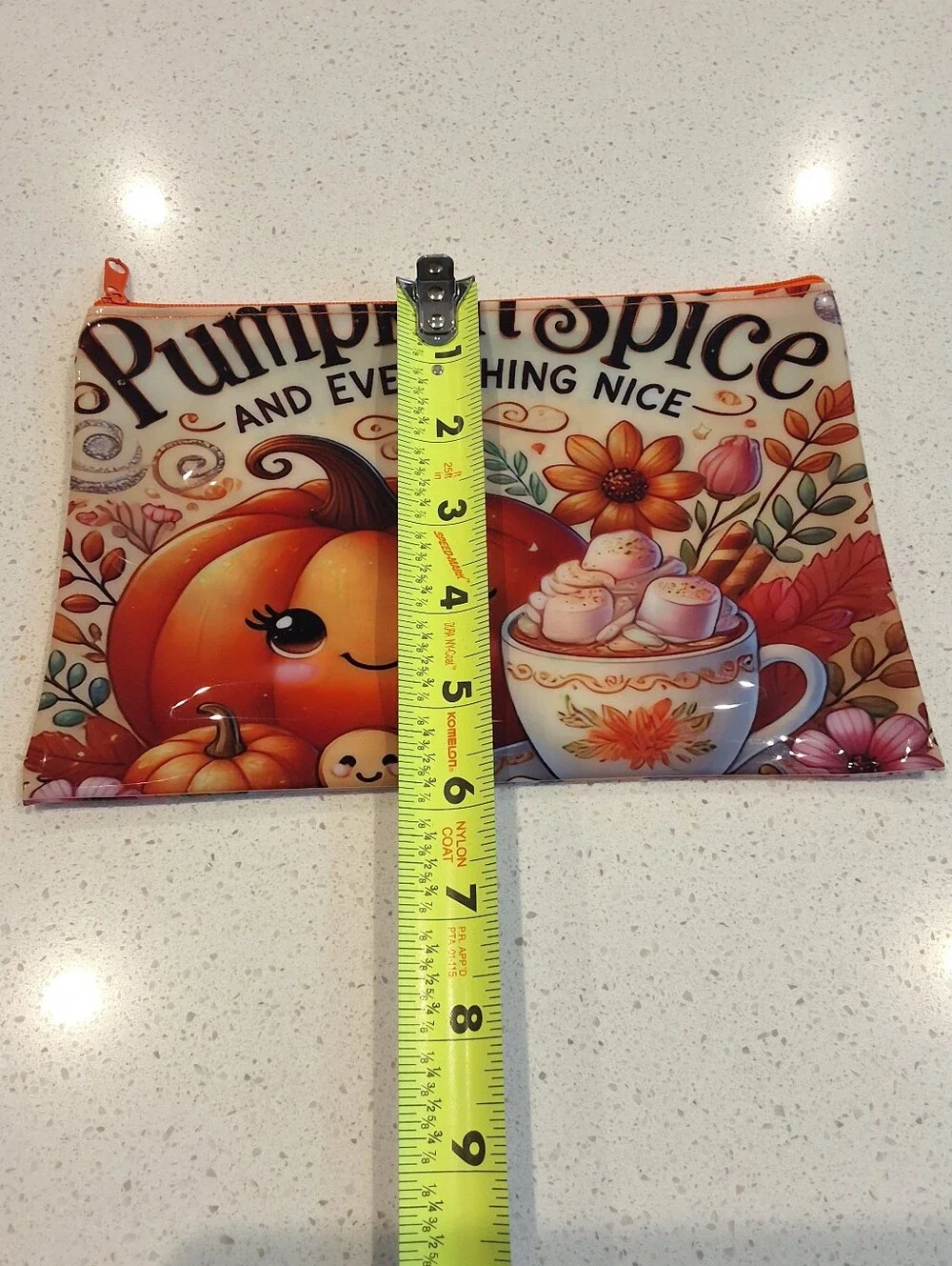 Cute Pumpkin Spice Fall Waterproof Zipper Pouch Cosmetic Bag Travel Pouch Autumn